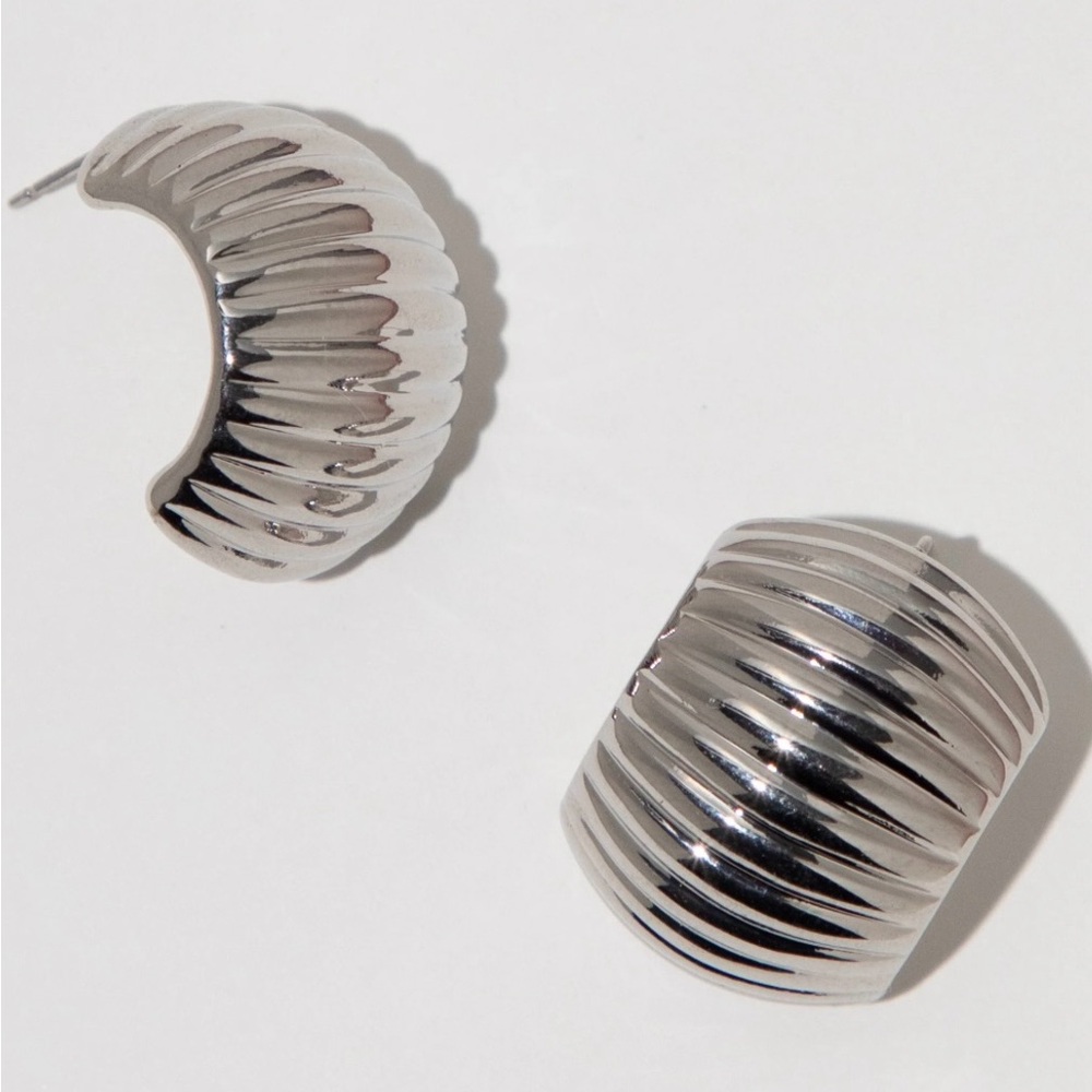 Chic Silver Chunky Textured Hoop Earrings